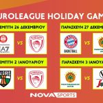 EuroLeague: Non stop μπασκετική δράση τη Χριστουγεννιάτικη περίοδο στο παρκέ του Novasports!